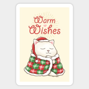 Warm Wishes Christmat Cat in Blanket Magnet